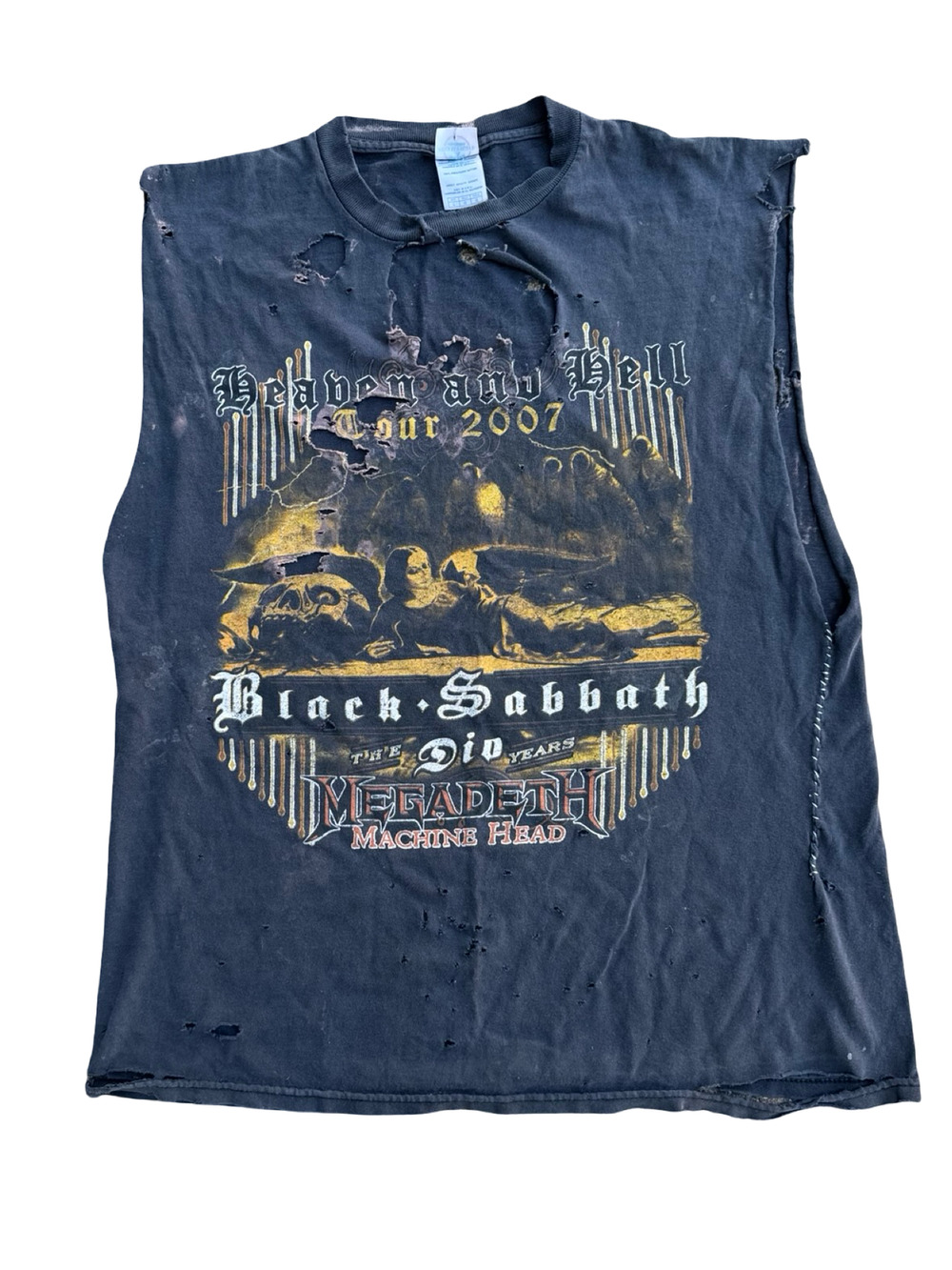 2007 Distressed Black Sabbath Muscle Tee Size L